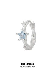 "Silver Angel" 925 Sterling Silver Dainty Star Zirconia Cartilage Huggie Hoop Earrings - Image 13