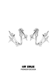 1ST XULIE Jewelry "Star Trails" Dainty Starburst Stud Earrings in 925 Sterling Silver - On Model