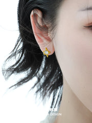 1ST XULIE "Day Dream" Dainty White Agate Cloud Stud Earrings in 925 Sterling Silver - Side View