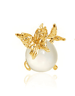 1ST XULIE "Whiterfly" Dainty White Chalcedony Butterfly Stud Earrings in 925 Sterling Silver - Detail Shot