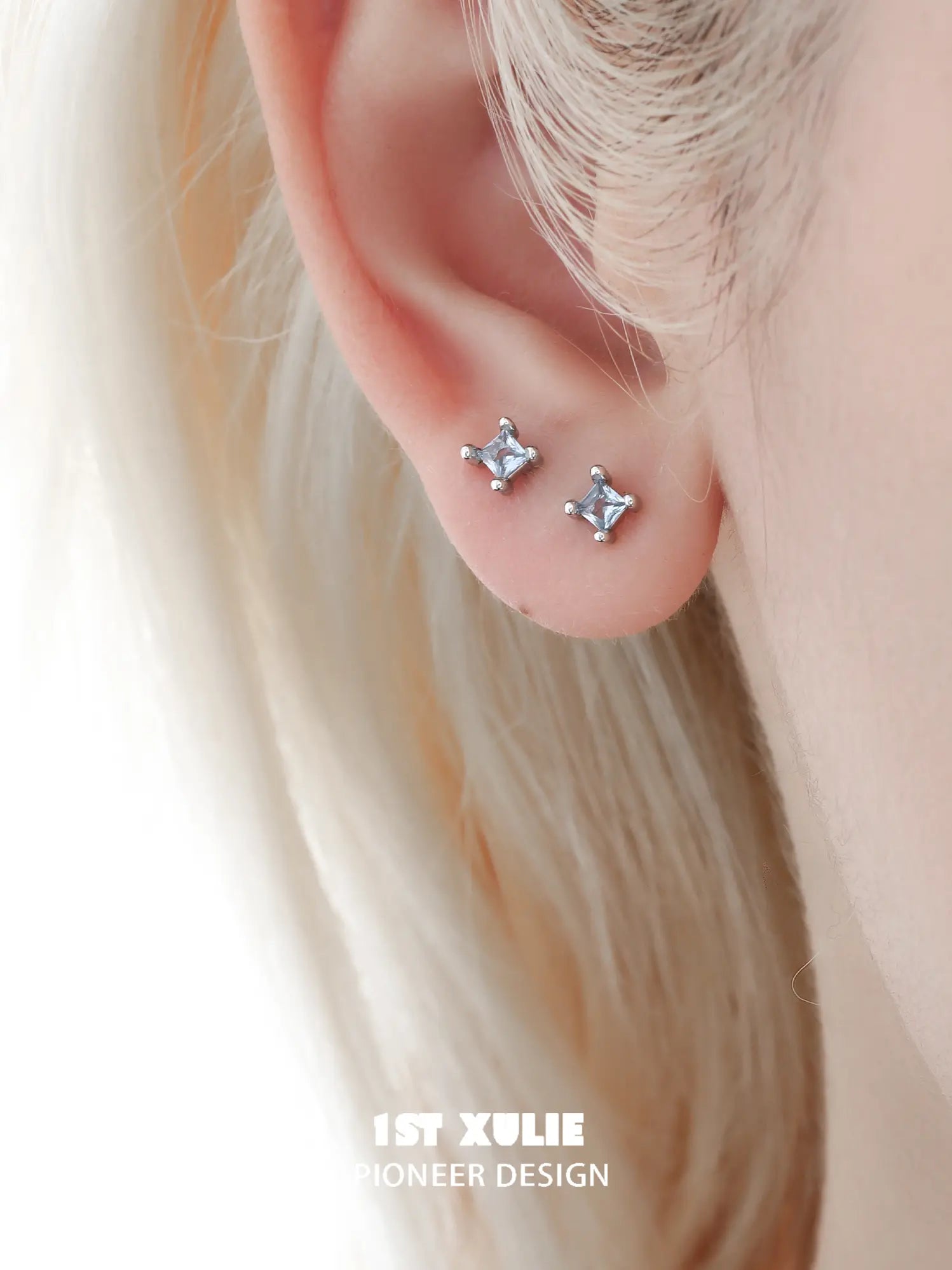 1ST XULIE Jewelry "Snow Land" Delicate Snowflake Dangle Earrings in Platinum Plated - On Model