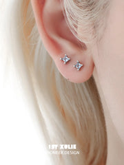 1ST XULIE Jewelry "Snow Land" Delicate Snowflake Dangle Earrings in Platinum Plated - On Model