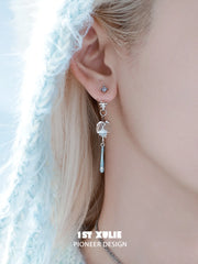 1ST XULIE Jewelry "Snow Land" Delicate Snowflake Dangle Earrings in Platinum Plated - Texture