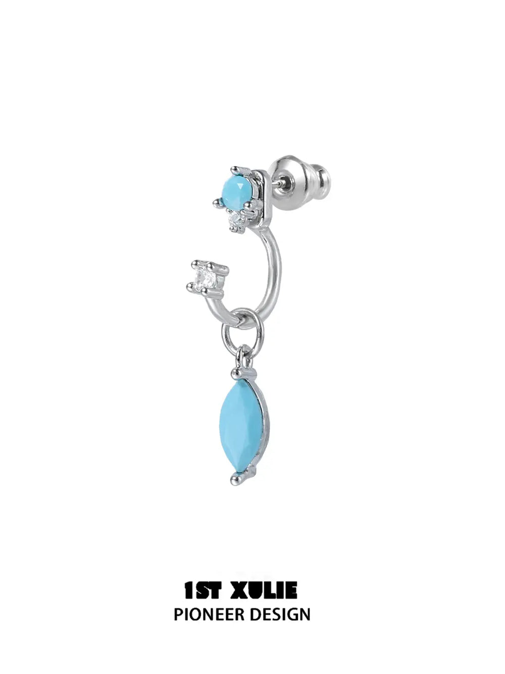 1ST XULIE Jewelry "Stone Age" Detachable Gemstone Drop Earrings in Platinum Plated - Detachable Feature