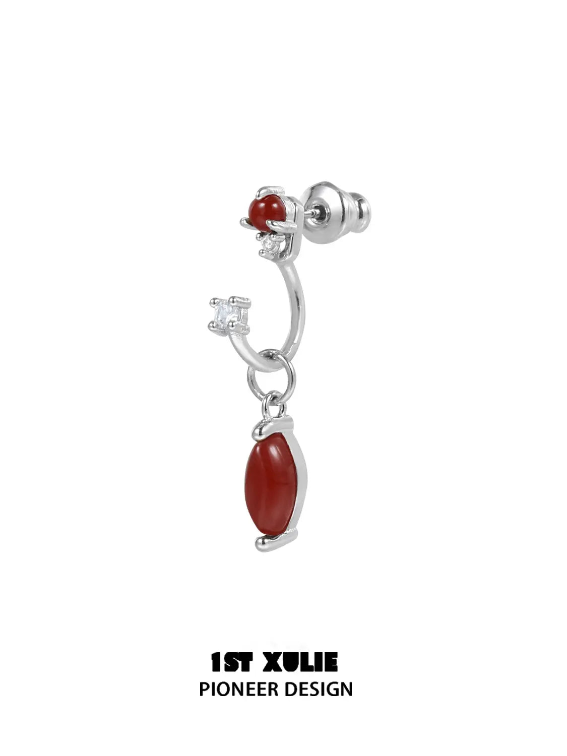 1ST XULIE Jewelry "Stone Age" Detachable Gemstone Drop Earrings in Platinum Plated - Product View