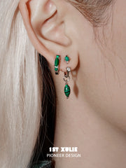 "Stone Age" Platinum Plated Detachable Gemstone Charm Huggie Hoop Earrings - Image 22