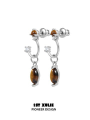 1ST XULIE Jewelry "Stone Age" Detachable Gemstone Drop Earrings in Platinum Plated - On Model