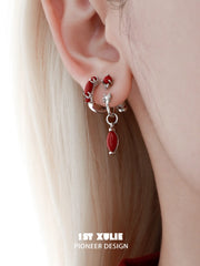 "Stone Age" Platinum Plated Detachable Gemstone Charm Huggie Hoop Earrings - Image 11