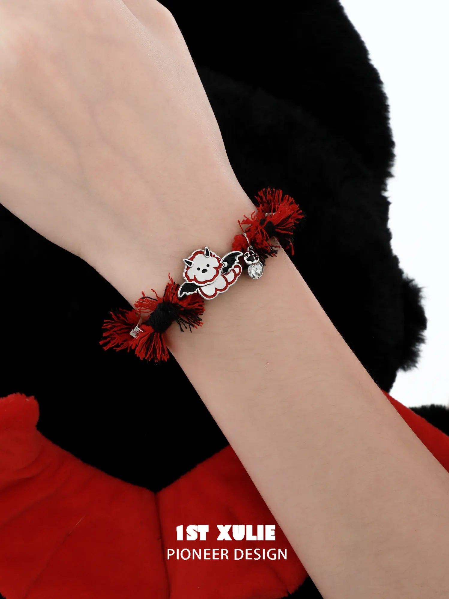 "DEMON CUTIES" Platinum Plated Devil Kitten & Puppy Charm Bracelet, Cute Animal Jewelry - Image 11