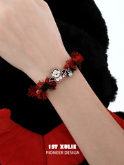"DEMON CUTIES" Platinum Plated Devil Kitten & Puppy Charm Bracelet, Cute Animal Jewelry - Image 11