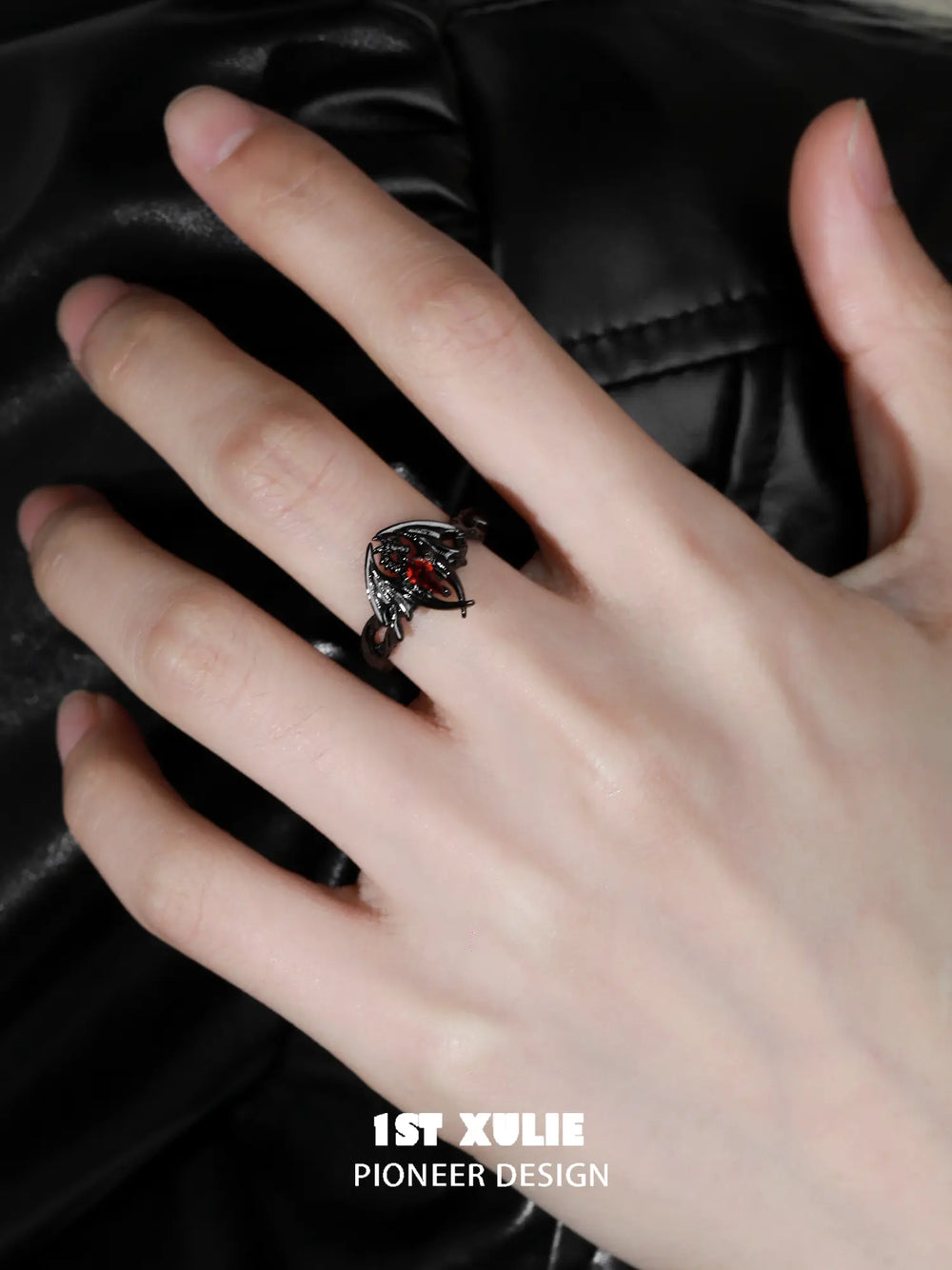 1ST XULIE Jewelry "Infernal Dragon Relic" Dragon Bone Ring in 925 Sterling Silver - Angle View