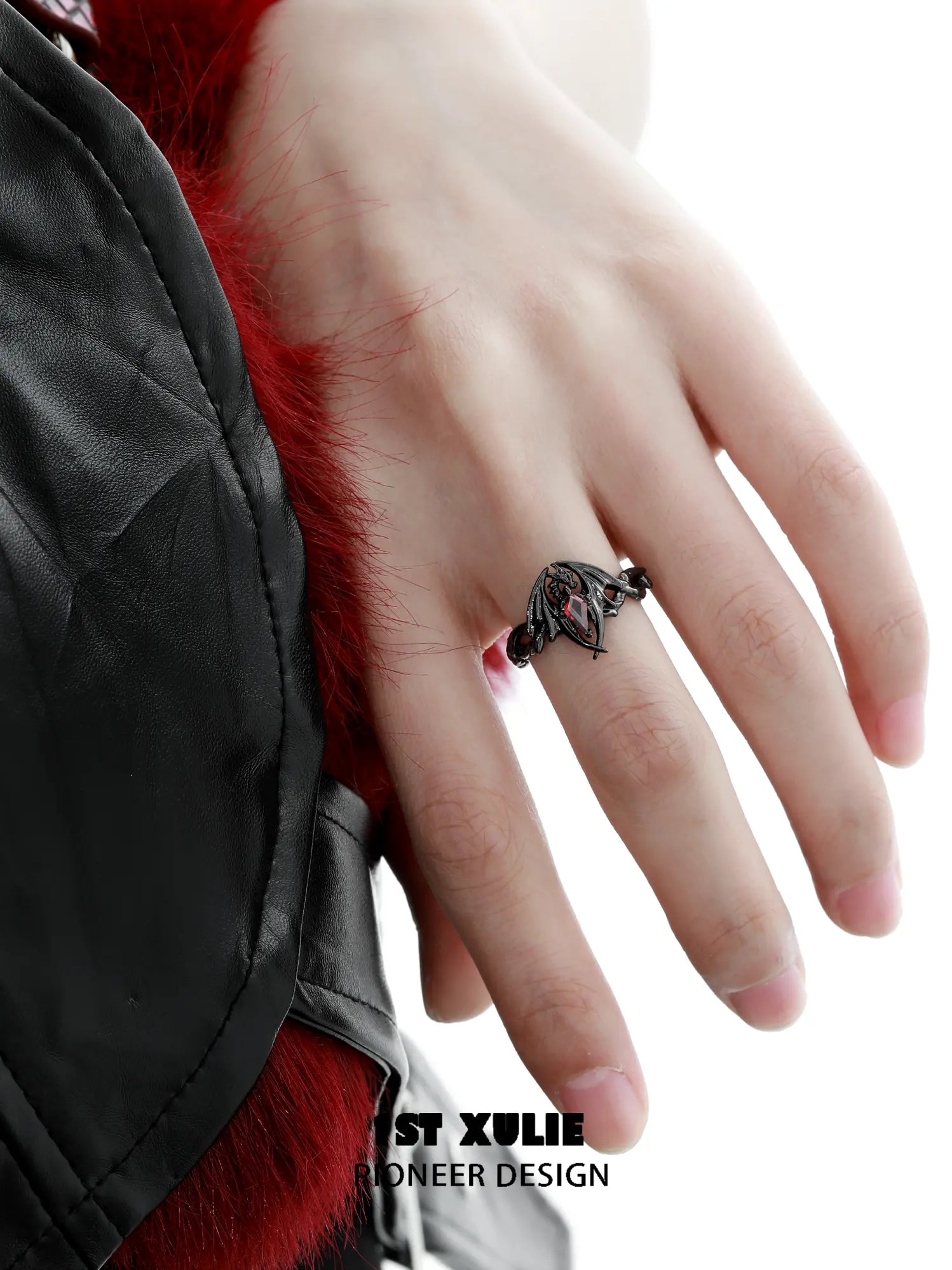 1ST XULIE Jewelry "Infernal Dragon Relic" Dragon Bone Ring in 925 Sterling Silver - Product View