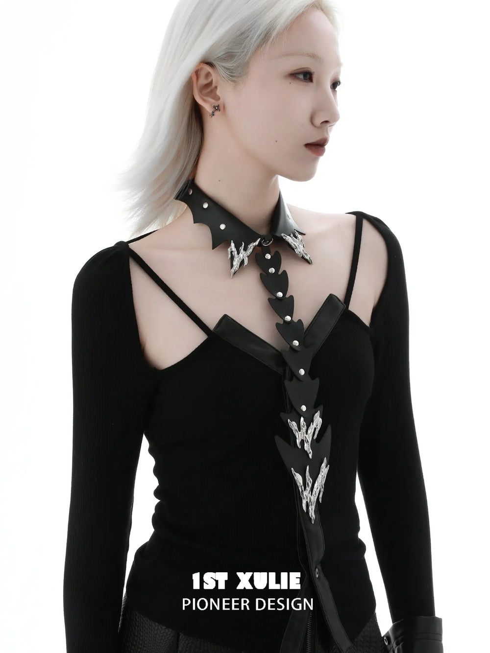 1ST XULIE Jewelry "Infernal Dragon Relic" Dragon Bone Tie in Platinum Plated - Angle 2