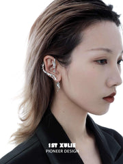 1ST XULIE "Loong" Dragon Opal Ear Climber Earrings in Platinum Plated - Product View