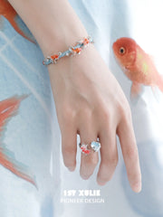 1ST XULIE Jewelry "THE SEA" Dreamy Enamel Goldfish Bangle in Brass - Texture Detail
