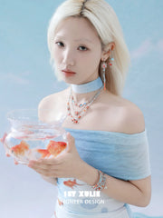 1ST XULIE Jewelry "THE SEA" Dreamy Goldfish Beaded Necklace - Lifestyle Shot