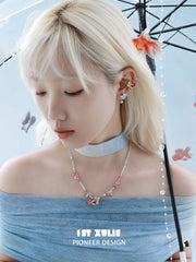 1ST XULIE Jewelry "THE SEA" Dreamy Goldfish Beaded Necklace - On Model
