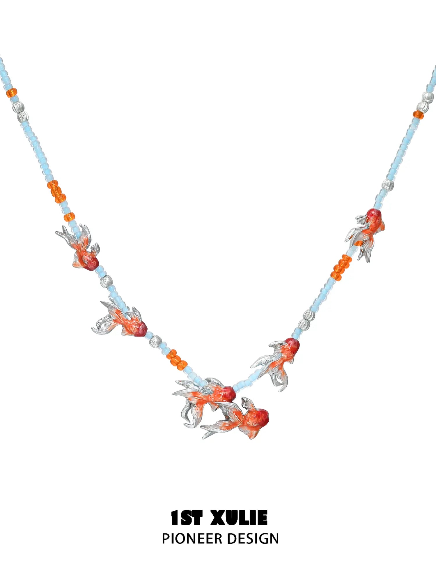 1ST XULIE Jewelry "THE SEA" Dreamy Goldfish Beaded Necklace - Packaging View