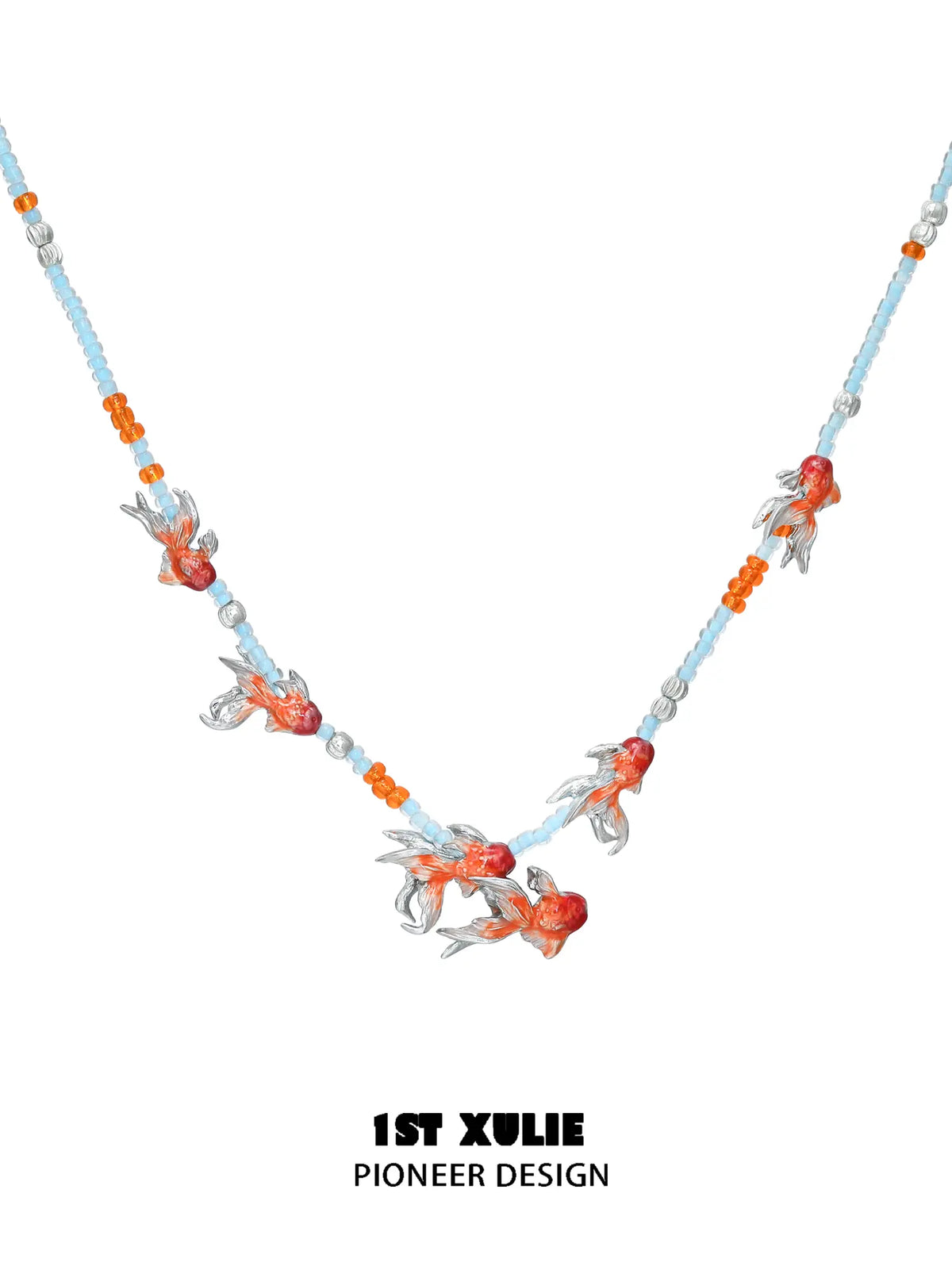 1ST XULIE Jewelry "THE SEA" Dreamy Goldfish Beaded Necklace - Packaging View