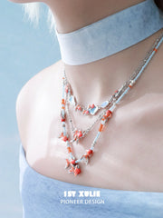 1ST XULIE Jewelry "THE SEA" Dreamy Goldfish Beaded Necklace - Side View
