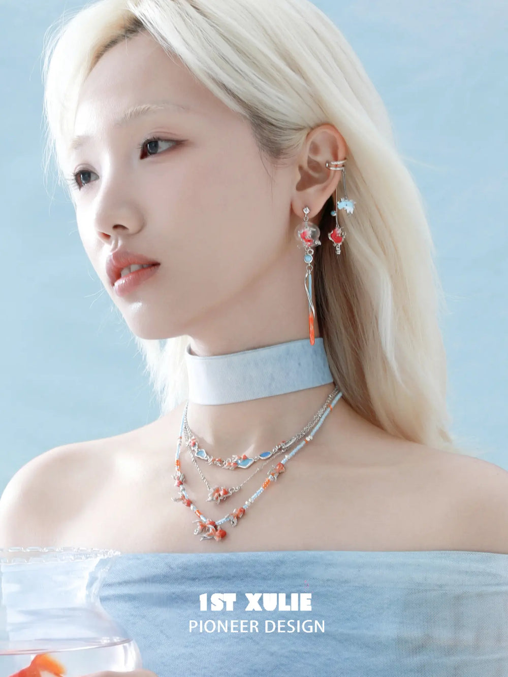 1ST XULIE Jewelry "THE SEA" Dreamy Goldfish Beaded Necklace - Size Comparison