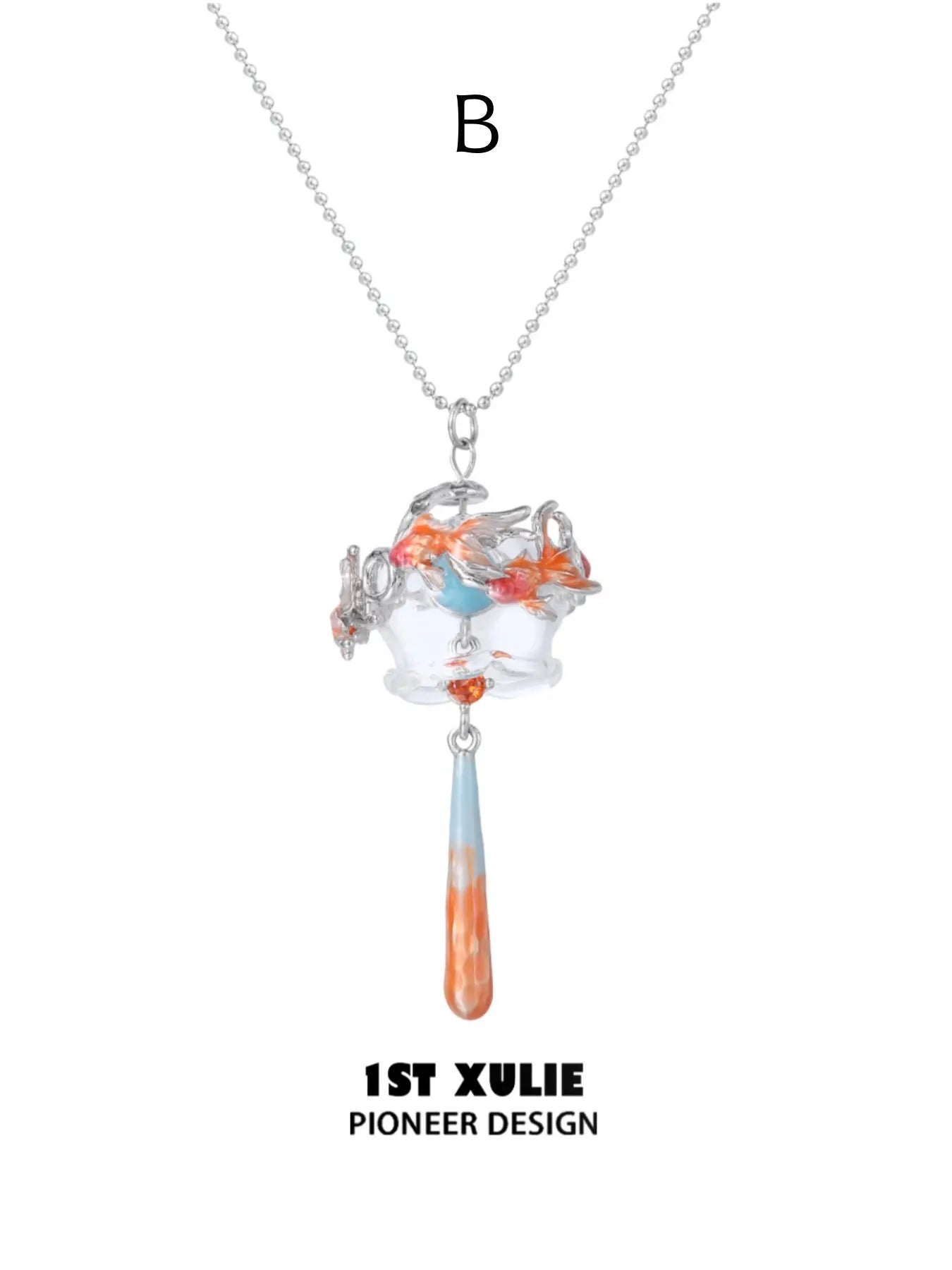 1ST XULIE Jewelry "THE SEA" Dreamy Goldfish Layered Pendant Necklace in Brass and Resin - Packaging View