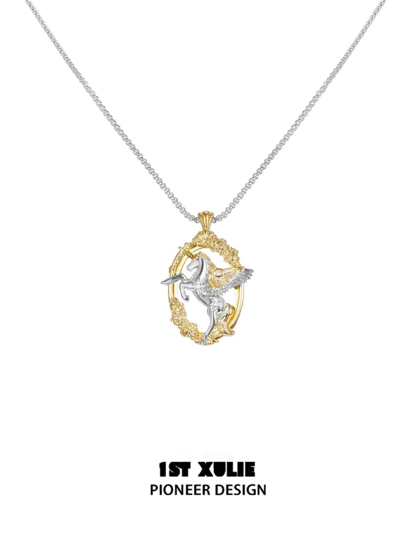 1ST XULIE "DREAM HORSE" Dreamy Unicorn Necklace in 18K Gold and Platinum Plated - Packaging View