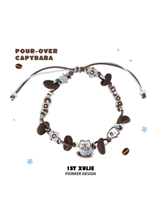 1ST XULIE Jewelry "POUR-OVER CAPYBARA" Enamel Capybara Charm Bracelet in Jeweler's Brass - Size Comparison