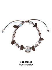 1ST XULIE Jewelry "POUR-OVER CAPYBARA" Enamel Capybara Charm Bracelet in Jeweler's Brass - Texture Detail