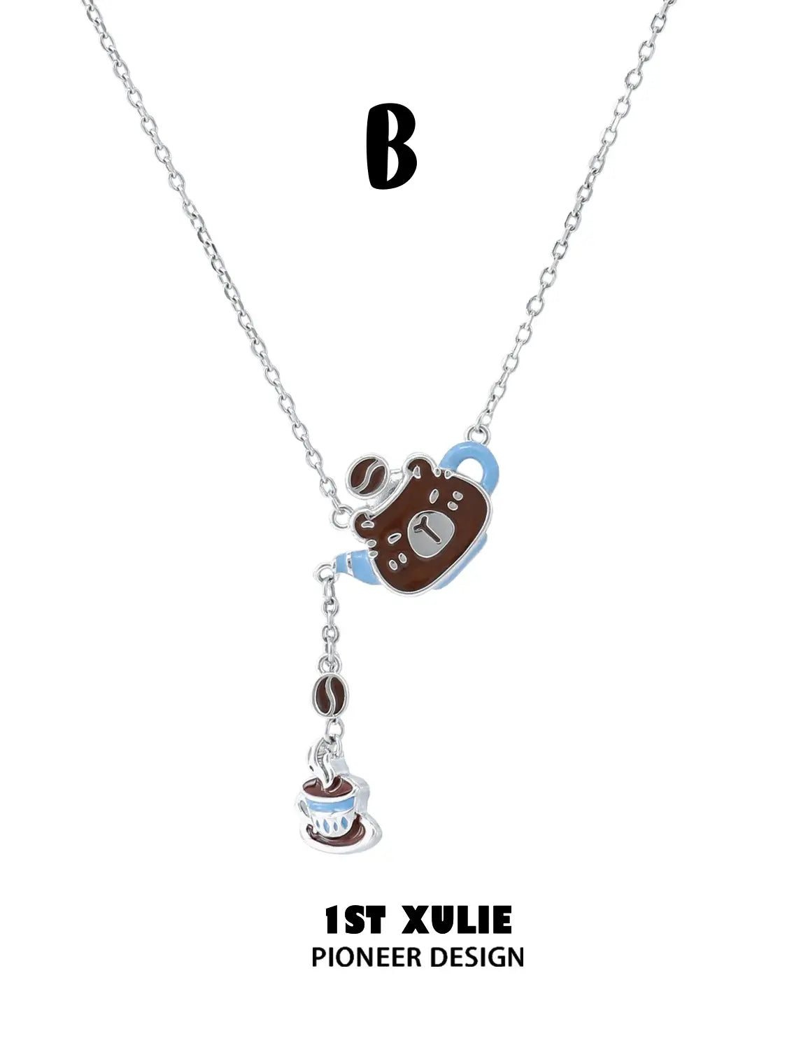 1ST XULIE Jewelry "POUR-OVER CAPYBARA" Enamel Capybara Necklace in 18K Gold Plated - Back View