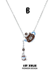 1ST XULIE Jewelry "POUR-OVER CAPYBARA" Enamel Capybara Necklace in 18K Gold Plated - Back View