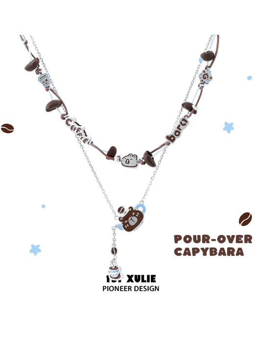 1ST XULIE Jewelry "POUR-OVER CAPYBARA" Enamel Capybara Necklace in 18K Gold Plated - Size Comparison