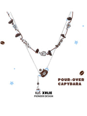 1ST XULIE Jewelry "POUR-OVER CAPYBARA" Enamel Capybara Necklace in 18K Gold Plated - Size Comparison