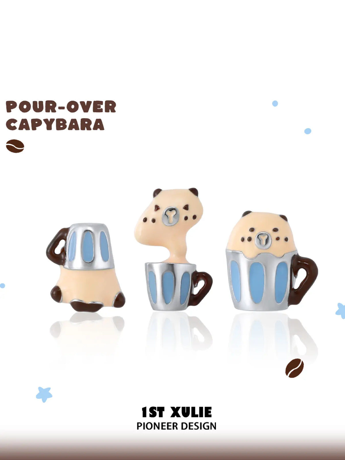 1ST XULIE Jewelry "POUR-OVER CAPYBARA" Enamel Capybara Stud Earrings in Brass and Enamel - Texture