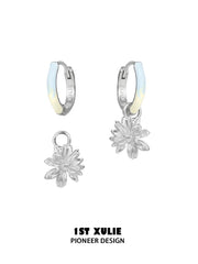 "DAISY" Hand-painted Enamel Daisy Drop Hoop Earrings - Image 13