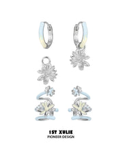 "DAISY" Hand-painted Enamel Daisy Drop Hoop Earrings - Image 11