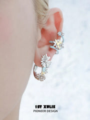 1ST XULIE Jewelry "DAISY" Hand-painted Enamel Daisy Drop Hoop Earrings - Packaging View