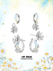 1ST XULIE Jewelry "DAISY" Hand-painted Enamel Daisy Drop Hoop Earrings - Side View