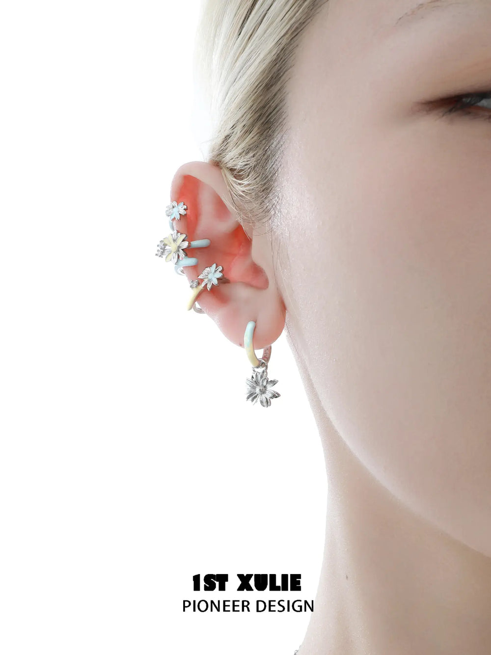 1ST XULIE Jewelry "DAISY" Hand-painted Enamel Daisy Drop Hoop Earrings - Size Comparison