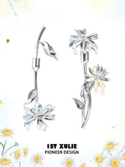 1ST XULIE Jewelry "DAISY" Enamel Floral Drop Earrings - Angle View