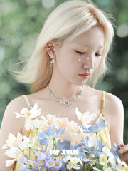 1ST XULIE Jewelry "DAISY" Enamel Floral Drop Earrings - Detail Shot