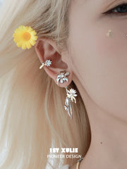 1ST XULIE Jewelry "DAISY" Enamel Floral Drop Earrings - Texture View