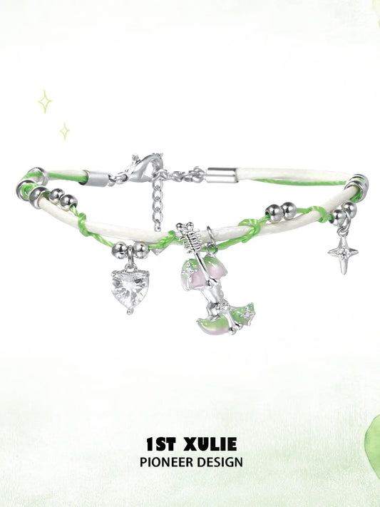 1ST XULIE Jewelry "Cuties' Appleland" Enamel Green Apple Bracelet - Side View