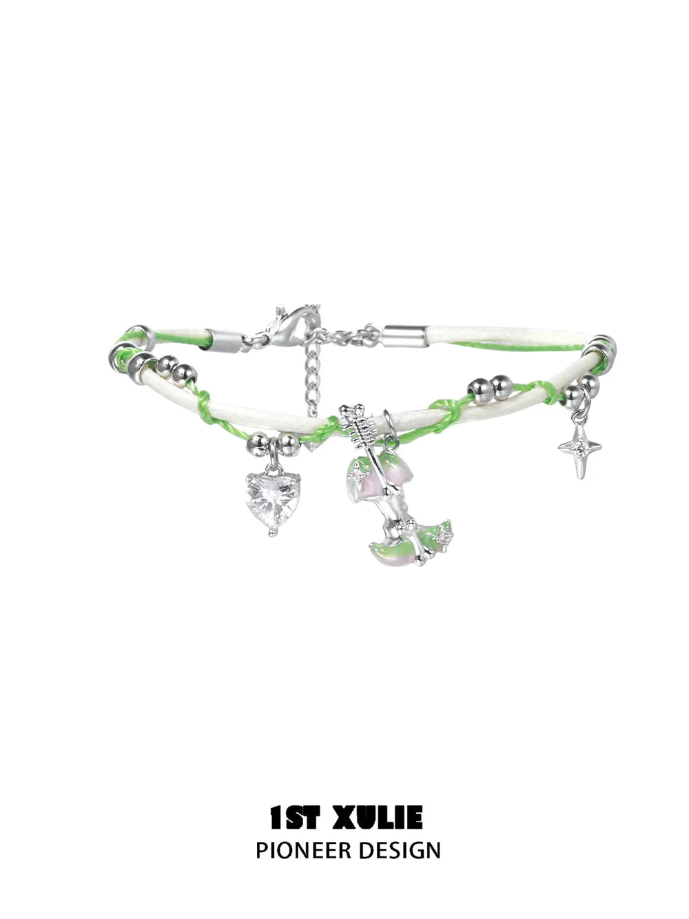 1ST XULIE Jewelry "Cuties' Appleland" Enamel Green Apple Bracelet - Texture Detail