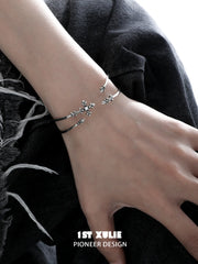 1ST XULIE Jewelry "Irises" Enamel Iris Cross Bangle in Platinum - Side View