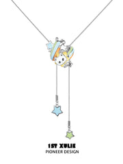 1ST XULIE Jewelry "RAINBOW CAT" Enamel Rainbow Kitten Statement Pendant Necklace in Brass - Packaging View