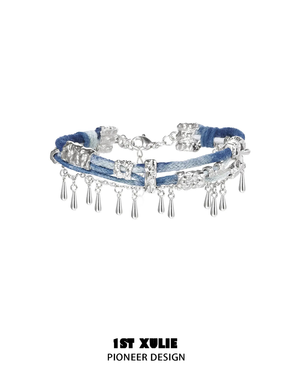 1ST XULIE Jewelry "MIAO" Ethnic Braided Tassel Bracelet in Platinum Plated - Angle 2