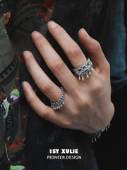 1ST XULIE Jewelry "MIAO" Ethnic Drawstring Statement Ring in 925 Sterling Silver - Product View