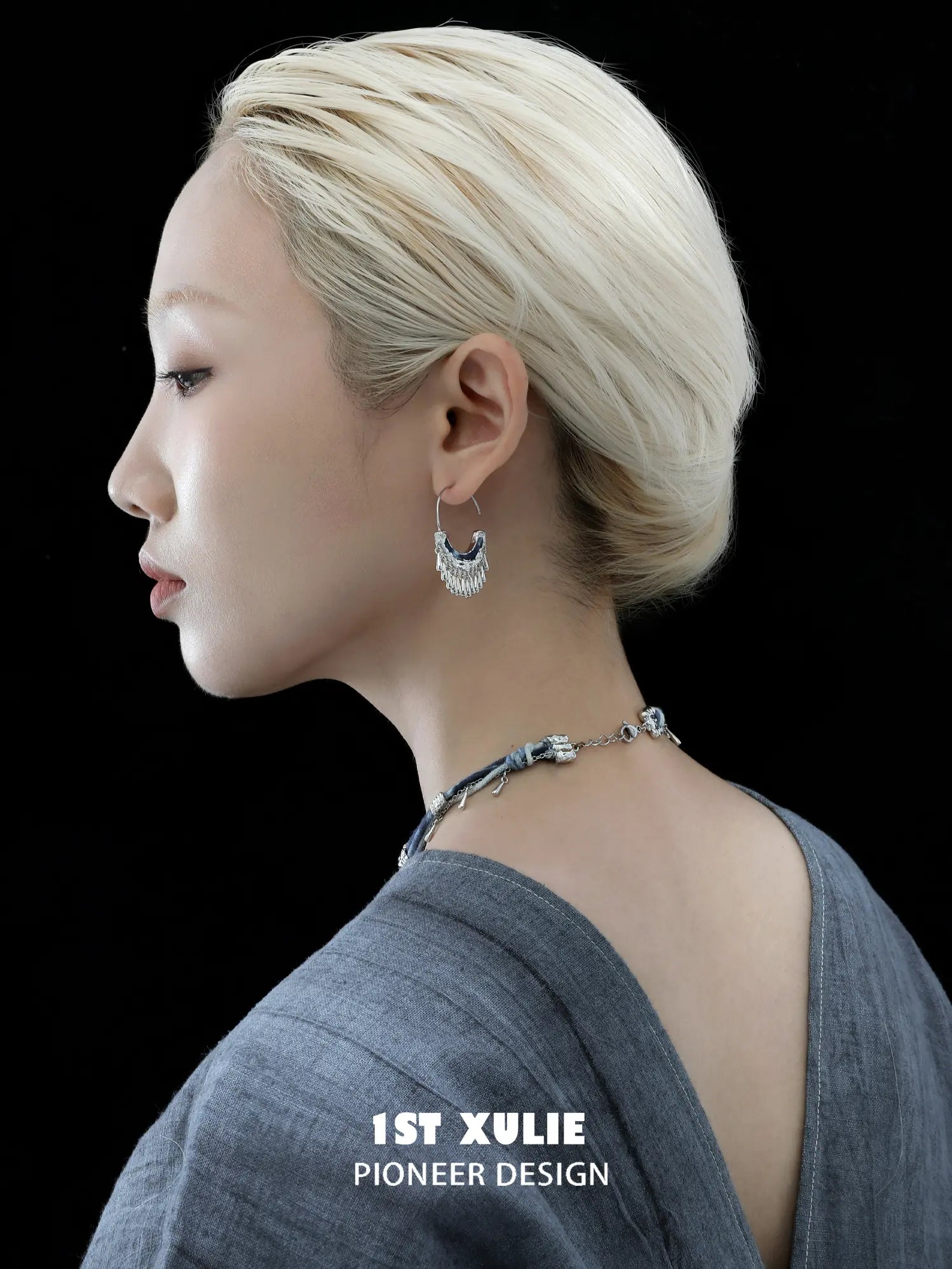 1ST XULIE Jewelry "MIAO" Ethnic Tassel Hoop Dangle Earrings in Platinum Plated - Product View