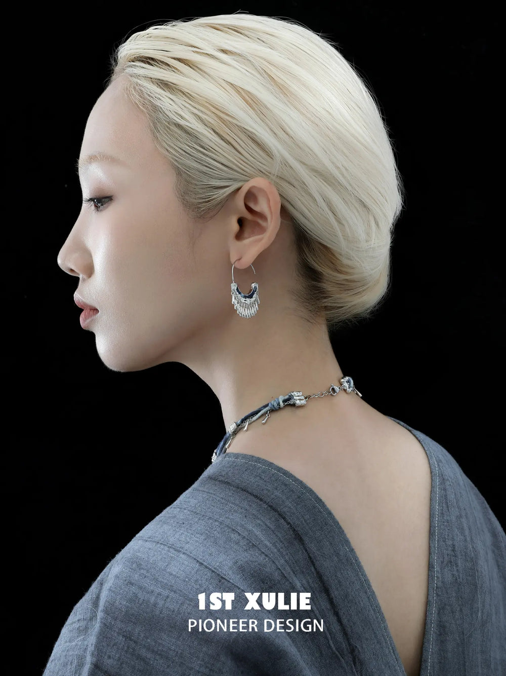 1ST XULIE Jewelry "MIAO" Ethnic Tassel Hoop Dangle Earrings in Platinum Plated - Product View